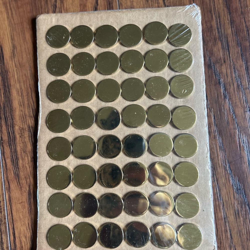 ❤️⭐️$5 when bundled! ⭐️ Card of 48 Gold Plated Metal Flat Buttons W Alloy Shank